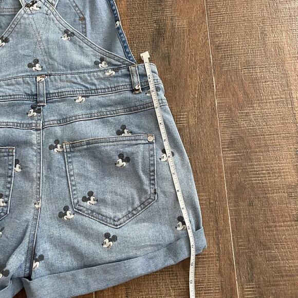 Disney Parks Mickey Mouse Denim Jeans Short Overalls Size M JUNIORS - Picture 9 of 9